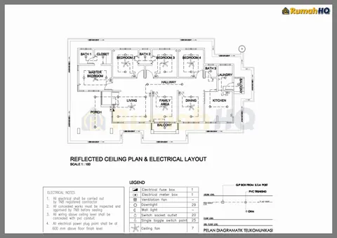 Lukisan teknikal rumah RHQ-A4-01, helaian 2 daripada 11