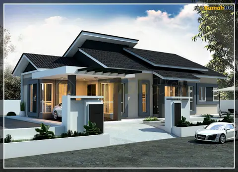 Pandangan 3D 2 daripada 5, rumah RHQ-A4-01 — Banglo 1 Tingkat · 4 Bilik · 3 Bilik Air