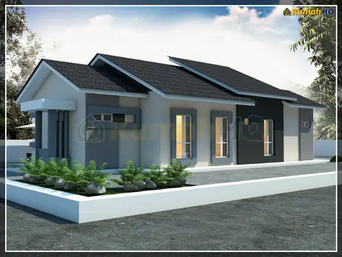 Pandangan 3D 5 daripada 5, rumah RHQ-A4-01 — Banglo 1 Tingkat · 4 Bilik · 3 Bilik Air