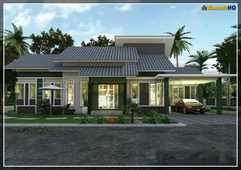 Pandangan 3D 2 daripada 5, rumah RHQ-A4-02 — Banglo 1 Tingkat · 4 Bilik · 3 Bilik Air