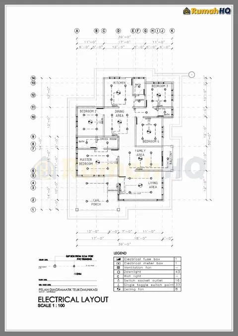 Lukisan teknikal rumah RHQ-A4-03, helaian 1 daripada 10