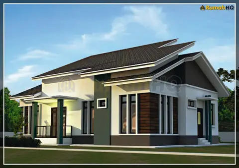 Pandangan 3D 4 daripada 5, rumah RHQ-A4-03 — Banglo 1 Tingkat · 4 Bilik · 3 Bilik Air