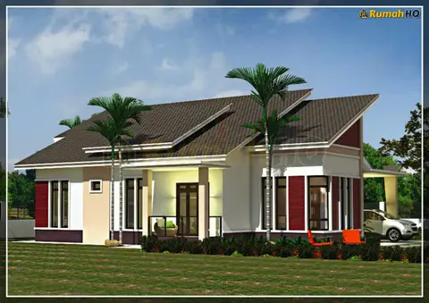 Pandangan 3D 2 daripada 5, rumah RHQ-A4-04 — Banglo 1 Tingkat · 4 Bilik · 3 Bilik Air