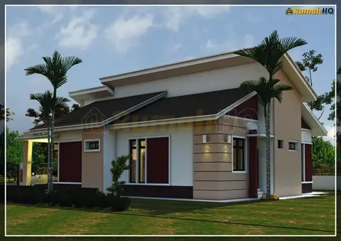 Pandangan 3D 3 daripada 5, rumah RHQ-A4-04 — Banglo 1 Tingkat · 4 Bilik · 3 Bilik Air