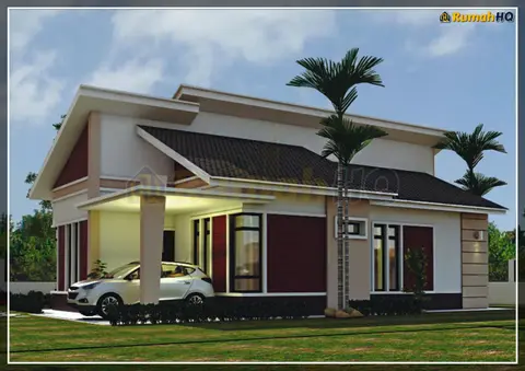 Pandangan 3D 5 daripada 5, rumah RHQ-A4-04 — Banglo 1 Tingkat · 4 Bilik · 3 Bilik Air