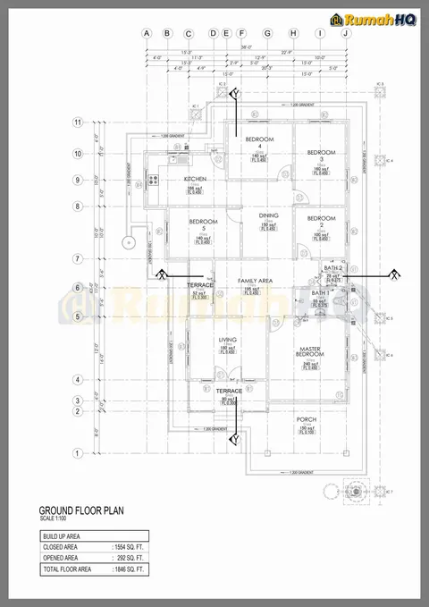 Lukisan teknikal rumah RHQ-A4-06, helaian 1 daripada 7