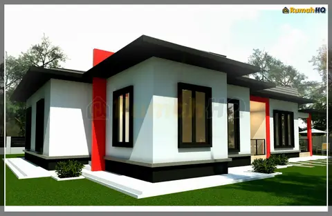 Pandangan 3D 2 daripada 5, rumah RHQ-A4-06 — Banglo 1 Tingkat · 5 Bilik · 2 Bilik Air