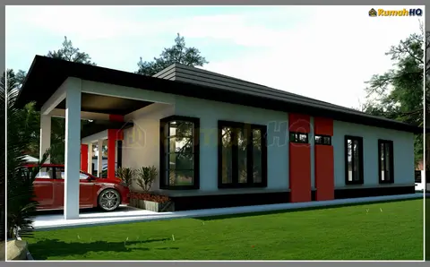 Pandangan 3D 3 daripada 5, rumah RHQ-A4-06 — Banglo 1 Tingkat · 5 Bilik · 2 Bilik Air