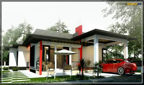 Pandangan 3D 5 daripada 5, rumah RHQ-A4-06 — Banglo 1 Tingkat · 5 Bilik · 2 Bilik Air