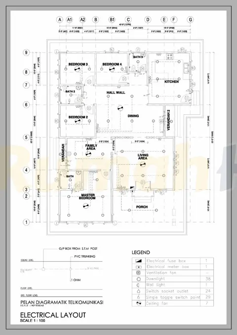 Lukisan teknikal rumah RHQ-A4-07, helaian 1 daripada 6