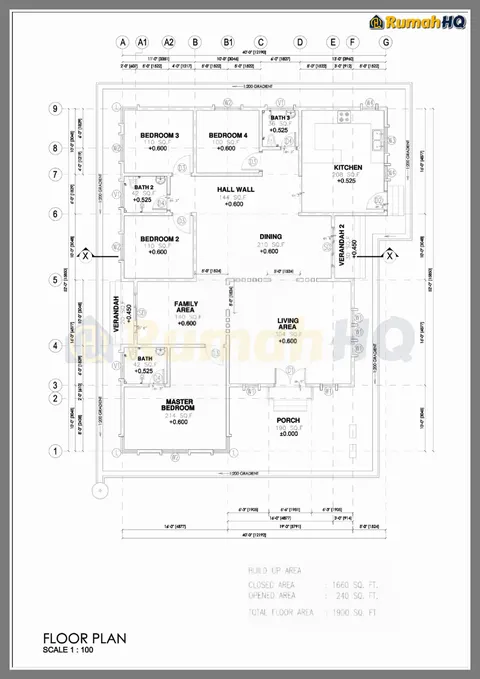 Lukisan teknikal rumah RHQ-A4-07, helaian 2 daripada 6