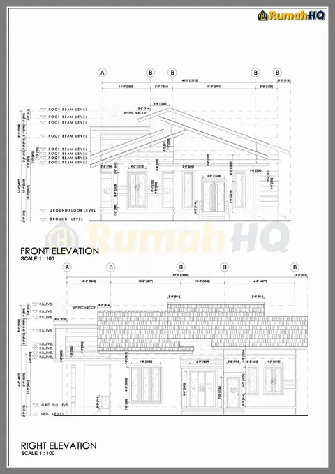 Lukisan teknikal rumah RHQ-A4-07, helaian 3 daripada 6