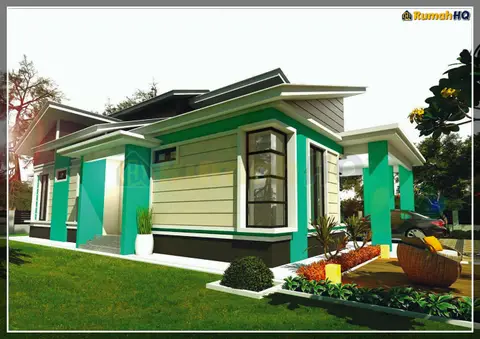 Pandangan 3D 2 daripada 5, rumah RHQ-A4-07 — Banglo 1 Tingkat · 4 Bilik · 3 Bilik Air