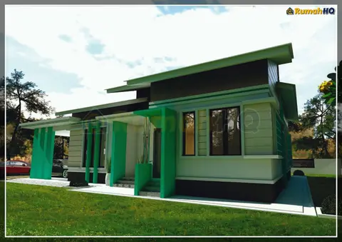Pandangan 3D 3 daripada 5, rumah RHQ-A4-07 — Banglo 1 Tingkat · 4 Bilik · 3 Bilik Air
