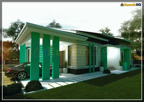 Pandangan 3D 5 daripada 5, rumah RHQ-A4-07 — Banglo 1 Tingkat · 4 Bilik · 3 Bilik Air
