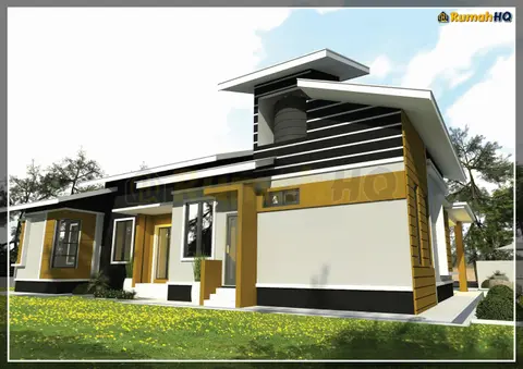 Pandangan 3D 5 daripada 5, rumah RHQ-A4-08 — Banglo 1 Tingkat · 5 Bilik · 4 Bilik Air