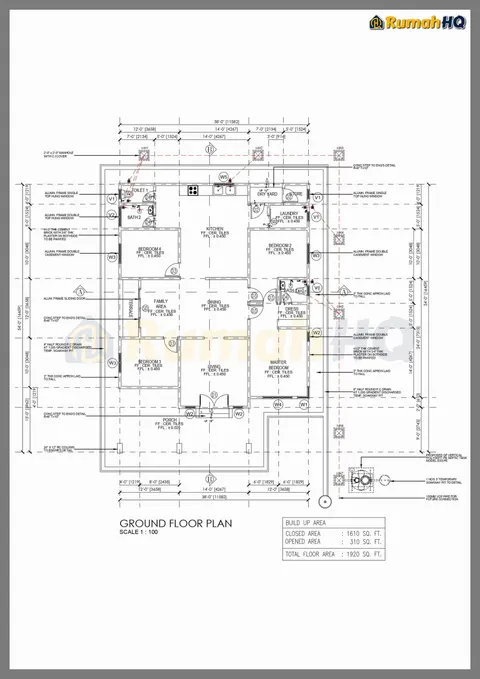 Lukisan teknikal rumah RHQ-A4-10, helaian 4 daripada 11