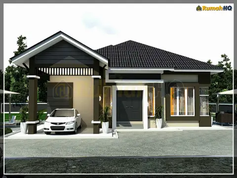 Pandangan 3D 1 daripada 5, rumah RHQ-A4-10 — Banglo 1 Tingkat · 4 Bilik · 3 Bilik Air