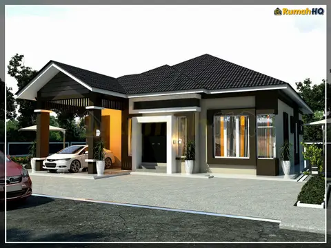 Pandangan 3D 3 daripada 5, rumah RHQ-A4-10 — Banglo 1 Tingkat · 4 Bilik · 3 Bilik Air