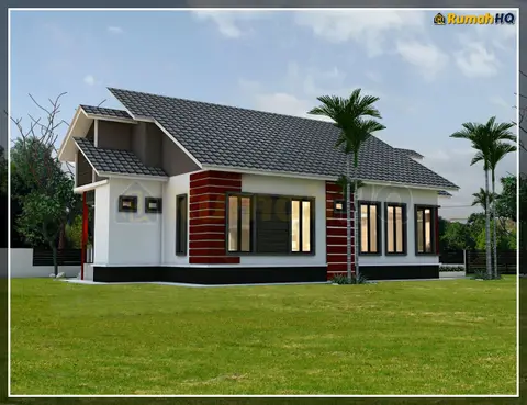 Pandangan 3D 3 daripada 5, rumah RHQ-A5-02 — Banglo 1 Tingkat · 5 Bilik · 4 Bilik Air