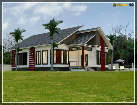 Pandangan 3D 5 daripada 5, rumah RHQ-A5-02 — Banglo 1 Tingkat · 5 Bilik · 4 Bilik Air