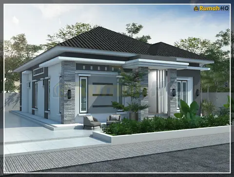 Pandangan 3D 3 daripada 5, rumah RHQ-A5-03 — Banglo 1 Tingkat · 4 Bilik · 3 Bilik Air
