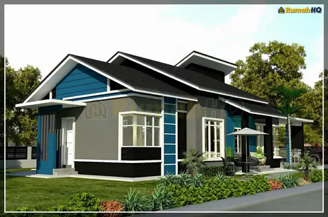 Pandangan 3D 5 daripada 6, rumah RHQ-A5-04 — Banglo 1 Tingkat · 4 Bilik · 4 Bilik Air