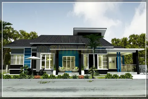 Pandangan 3D 6 daripada 6, rumah RHQ-A5-04 — Banglo 1 Tingkat · 4 Bilik · 4 Bilik Air