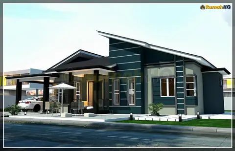 Pandangan 3D 2 daripada 5, rumah RHQ-A5-05 — Banglo 1 Tingkat · 4 Bilik · 3 Bilik Air