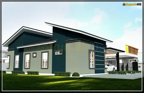 Pandangan 3D 5 daripada 5, rumah RHQ-A5-05 — Banglo 1 Tingkat · 4 Bilik · 3 Bilik Air