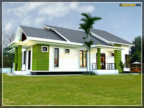 Pandangan 3D 2 daripada 5, rumah RHQ-A5-06 — Banglo 1 Tingkat · 4 Bilik · 3 Bilik Air
