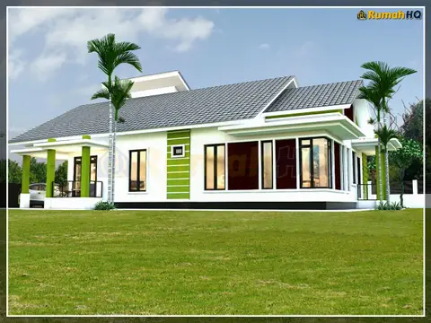 Pandangan 3D 3 daripada 5, rumah RHQ-A5-06 — Banglo 1 Tingkat · 4 Bilik · 3 Bilik Air
