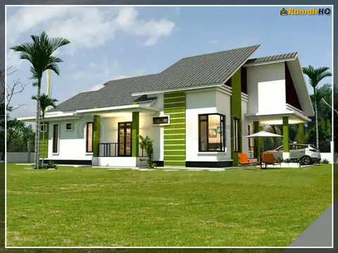 Pandangan 3D 4 daripada 5, rumah RHQ-A5-06 — Banglo 1 Tingkat · 4 Bilik · 3 Bilik Air