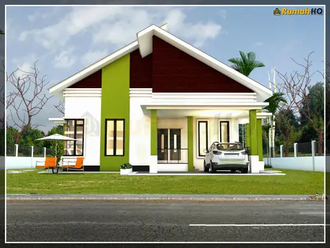 Pandangan 3D 5 daripada 5, rumah RHQ-A5-06 — Banglo 1 Tingkat · 4 Bilik · 3 Bilik Air