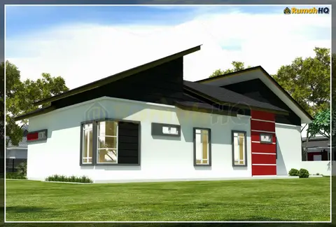 Pandangan 3D 4 daripada 5, rumah RHQ-A5-07 — Banglo 1 Tingkat · 4 Bilik · 3 Bilik Air