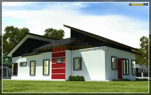 Pandangan 3D 5 daripada 5, rumah RHQ-A5-07 — Banglo 1 Tingkat · 4 Bilik · 3 Bilik Air