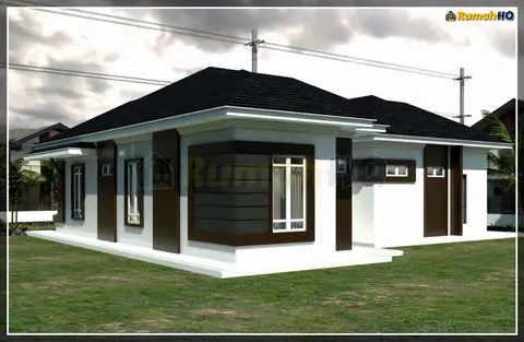 Pandangan 3D 3 daripada 5, rumah RHQ-A5-08 — Banglo 1 Tingkat · 4 Bilik · 4 Bilik Air