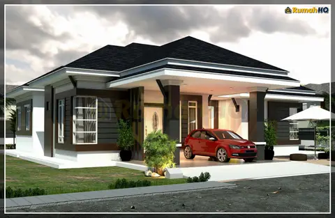 Pandangan 3D 5 daripada 5, rumah RHQ-A5-08 — Banglo 1 Tingkat · 4 Bilik · 4 Bilik Air