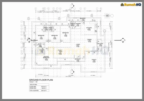 Lukisan teknikal rumah RHQ-A5-09, helaian 1 daripada 7