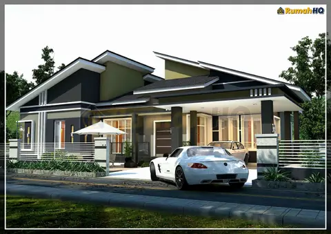 Pandangan 3D 2 daripada 5, rumah RHQ-A5-09 — Banglo 1 Tingkat · 4 Bilik · 4 Bilik Air