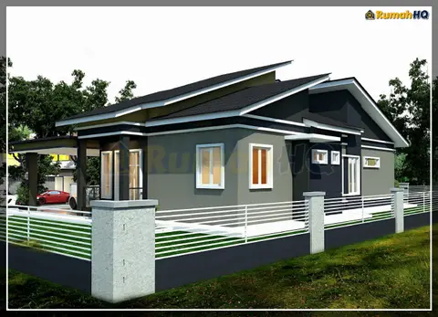 Pandangan 3D 5 daripada 5, rumah RHQ-A5-09 — Banglo 1 Tingkat · 4 Bilik · 4 Bilik Air