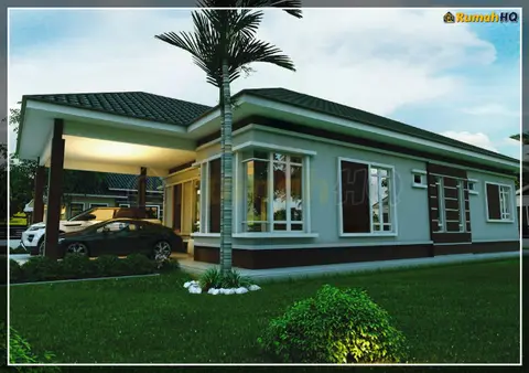 Pandangan 3D 3 daripada 5, rumah RHQ-A5-10 — Banglo 1 Tingkat · 4 Bilik · 5 Bilik Air