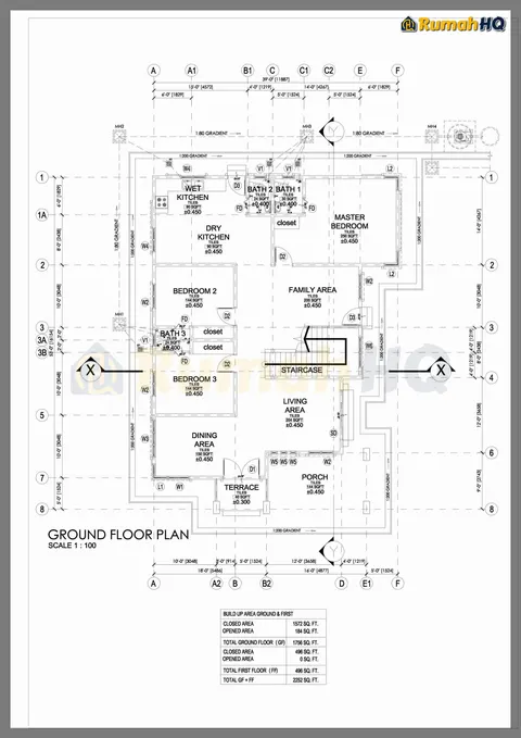Lukisan teknikal rumah RHQ-D1-03, helaian 1 daripada 12