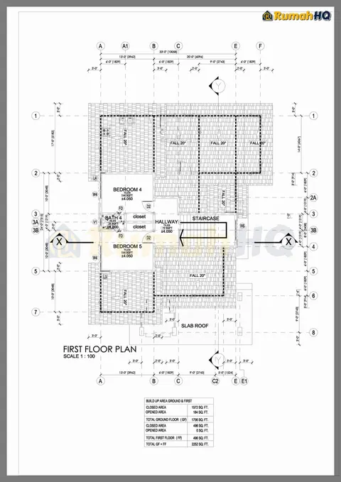 Lukisan teknikal rumah RHQ-D1-03, helaian 2 daripada 12