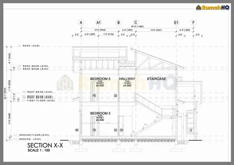 Lukisan teknikal rumah RHQ-D1-03, helaian 10 daripada 12