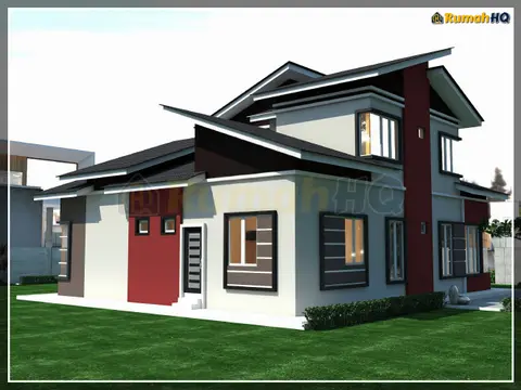 Pandangan 3D 4 daripada 5, rumah RHQ-D1-03 — Banglo 2 Tingkat · 5 Bilik · 4 Bilik Air