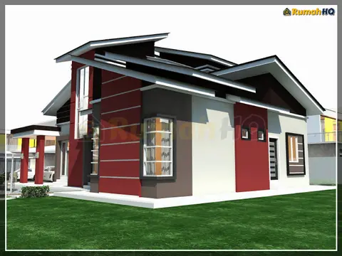 Pandangan 3D 5 daripada 5, rumah RHQ-D1-03 — Banglo 2 Tingkat · 5 Bilik · 4 Bilik Air