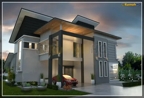 Pandangan 3D 1 daripada 5, rumah RHQ-D1-04 — Banglo 2 Tingkat · 4 Bilik · 4 Bilik Air