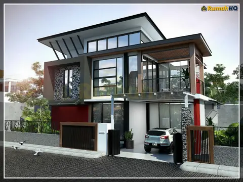 Pandangan 3D 2 daripada 5, rumah RHQ-D1-05 — Banglo 2 Tingkat · 4 Bilik · 5 Bilik Air