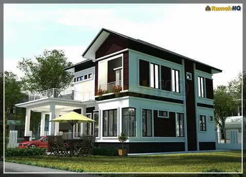 Pandangan 3D 3 daripada 5, rumah RHQ-D1-06 — Banglo 2 Tingkat · 5 Bilik · 5 Bilik Air